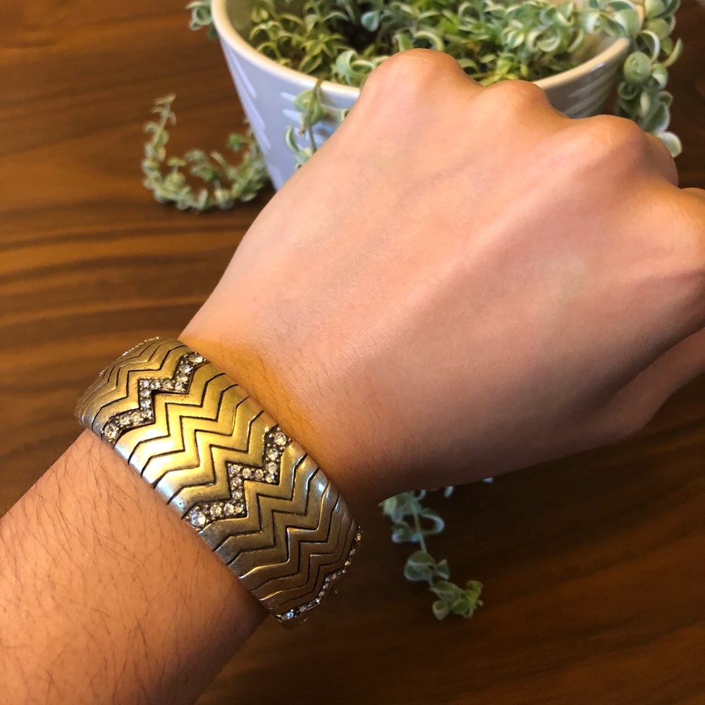 J Crew gold and rhinestone chevron bracelet